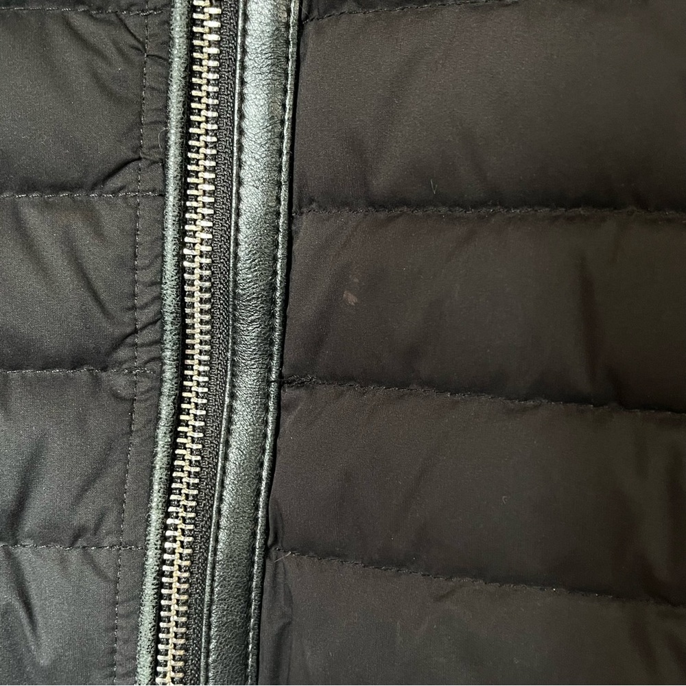 Atelier Noir by Rudsak Cortina Black Duck Down Quilted Coat Lamb Leather Trim L - Picture 16 of 16